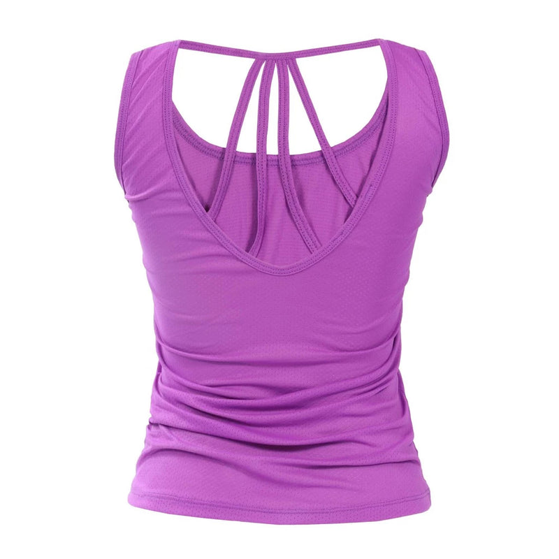 Camiseta Fitness Regata Feminina Dryfit Strappy com Detalhe de Tirinhas para Seus Treinos! Cod.:294