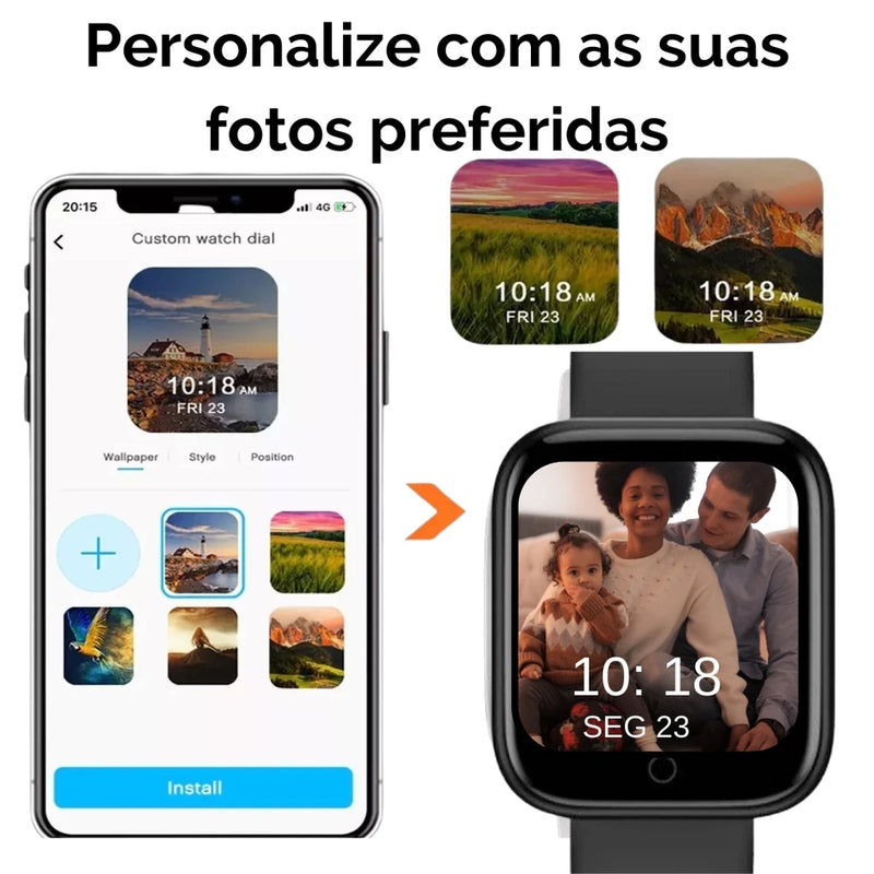 Relógio Smart D20 FitPro: Troca de Fotos, Reprodutor de Música e Duas Pulseiras Inteligentes Cod.:  205