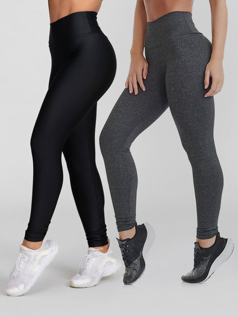 Kit com 2 Calças Legging Feminina Suplex Cintura Alta e Zero Transparência! Cod.: 329