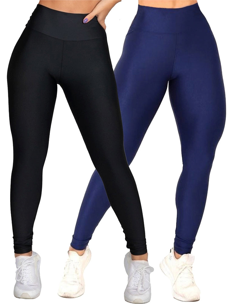 Kit com 2 Calças Legging Feminina Suplex Cintura Alta e Zero Transparência! Cod.: 329