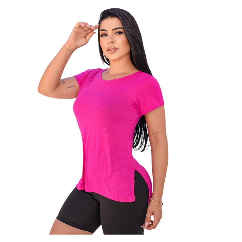 Blusa Dry Fit Long Line Feminina com Proteção! Ideal para Academia e Atividades Físicas! Cod 316